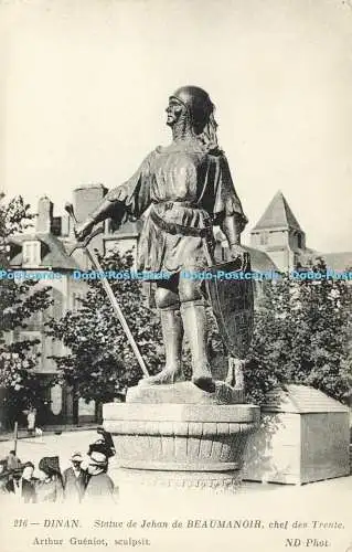 R605986 216 Dinan Statue de Jehan de Beaumanoir chef des Trente Arthur Gueniot N