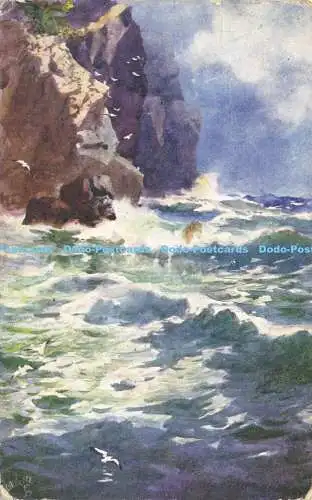 R603869 Cornish Cliffs Tuck Oilette Postkarte 7626 H B Wimbush 1907