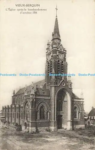 R603873 Vieux Berquin L Eglise apres le Bombardement d octobre 1914