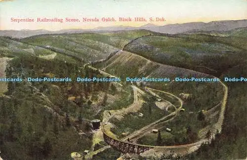 R608734 S Dak Black Hills Nevada Gulch Serpentine Railroading Scene W B Perkins