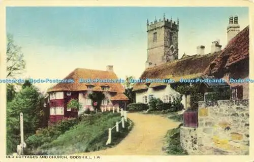 R608739 I W Godshill Old Cottages and Church W J Nigh Colourgraph Series