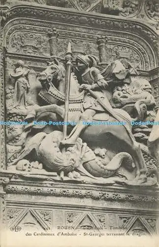 R610912 Rouen Cathedrale Tombeau des Cardinaux d Amboise St Georges Terrassant l