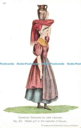 R604105 Kambrische Kostüme von Lady Llanover Nr. XII Welsh Girl im Kostüm von G