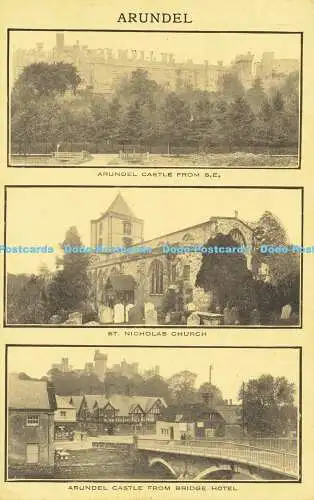 R611028 Schloss Arundel Arundel aus S E Nikolaikirche Schloss Arundel aus B