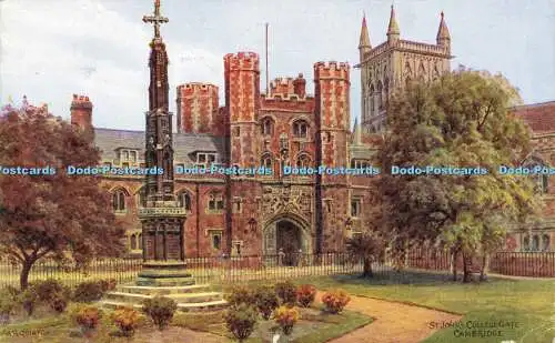 R608936 Cambridge St John College Gate J Salmon Water Colour A R Quinton 1956