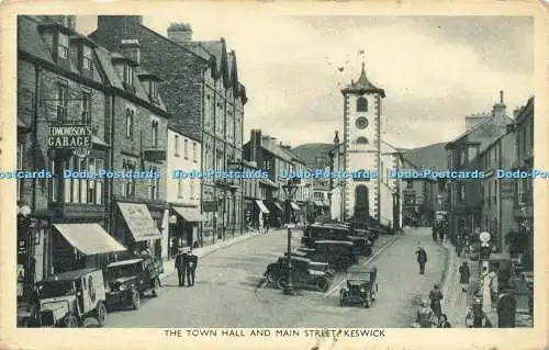 R608954 Keswick The Town Hall and Main Street G P Abraham Photogravure Series 19