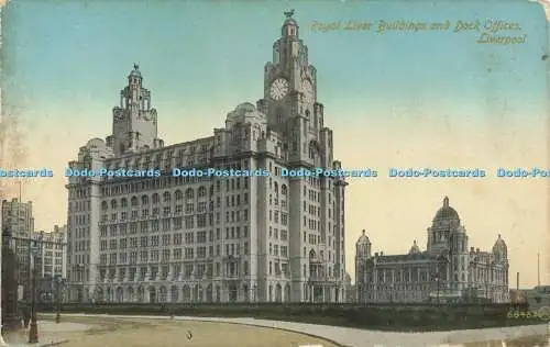 R606408 Royal Liver Buildings and Dock Offices Liverpool 68483 Valentines Series