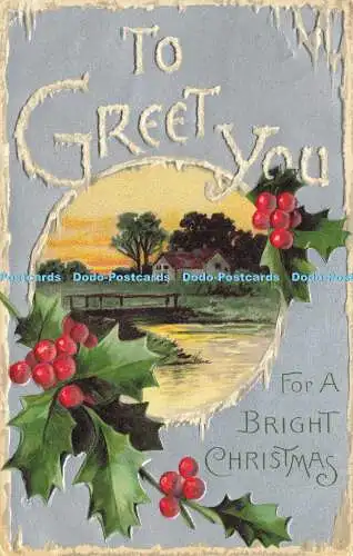 R611084 To Greet You for a Bright Christmas Davidson Bros Serie 3007 1909