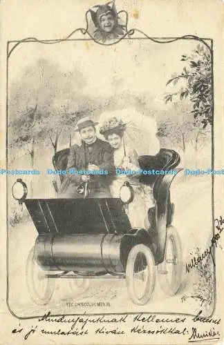 R611086 Eine Frau mit einem Mann im Auto FFC CH Scolik Wien VIII Postkarte