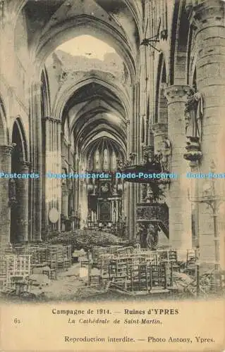 R611161 Ruines d Ypern Campagne de 1914 La Cathedrale de Saint Martin Foto Anto