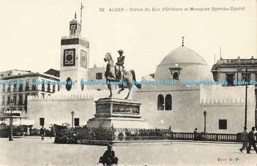 R609232 Alger Statue du Duc d Orleans et Mosquee Djemaa Djedid A F