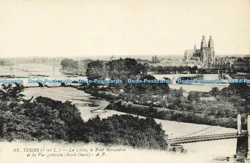 R606793 61 Tours I et L La Loire le Pont Bonaparte et la Vue generale Nord Ouest