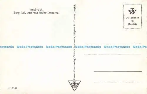 R604738 Innsbruck Berg Isel Andreas Hofer Denkmal K T V Chizzali Nr 1105