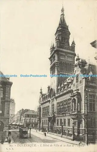 R604792 Dunkerque L Hotel de Ville et la Rue de l Eglise C A R Imprimerie Reunie