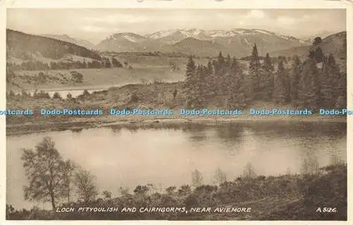 R609484 Loch Pityoulish and Cairngorms near Aviemore Valentine Sepiatype 1953