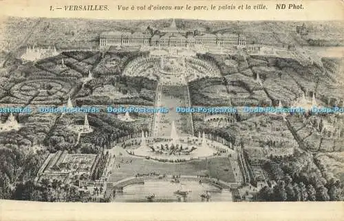 R609515 Versailles Vue a vol oiseau sur le parc le palais et la ville ND Phot