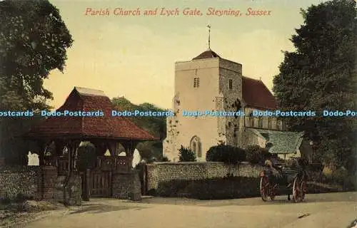 R611628 Sussex Steyning Parish Church and Lych Gate Pictorial Centre Brighton Pa