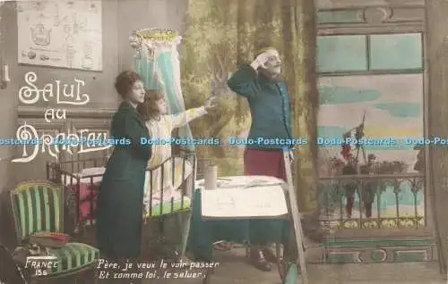 R611655 Salut au Drapeau Pere je veux le vair passer et comme tai le saluer 1915