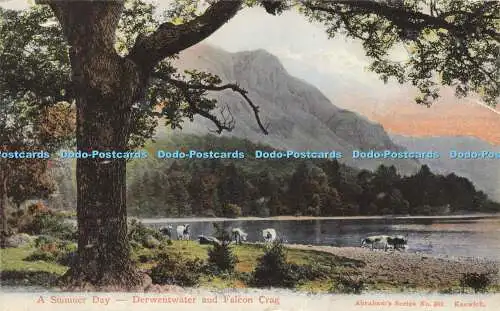 R609632 Derwentwater and Falcon Crag A Summer Day Abraham Series No 301 1906