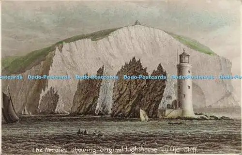 R611773 The Needles Showing Original Lighthouse on the Cliff 1934