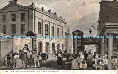 R607160 Old Plymouth Market Gate Cornwall Street aus einer Gravur 1832 J H Schlüssel