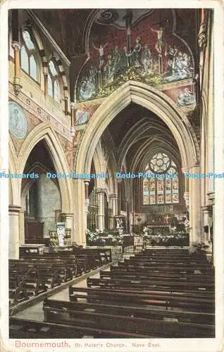 R611842 Bournemouth St Peter Church Nave East Pictorial Stationery Peacock Autoc