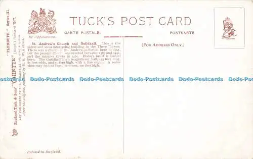 R609724 Plymouth St Andrew Church and Guildhall Tuck Oilette Serie III Postkarte