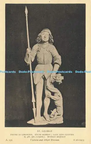 R611882 Victoria and Albert Museum St George Figur in Lindenholz Süddeutsch Lat