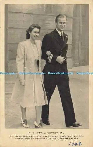 R607358 Royal Betrothal Princess Elizabeth and Lieut Philip Mountbatten Buckingh