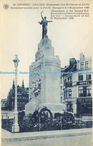 R607505 Ostende Denkmal für die Ostende Soldaten und Zivilisten getötet während der