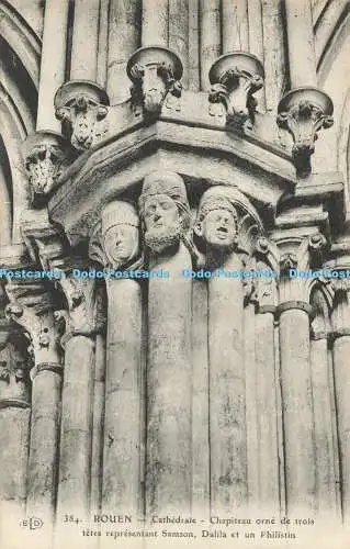 R612027 Rouen Cathedrale Chapiteau Orne de Trois Tetes Representant Samson Dalil