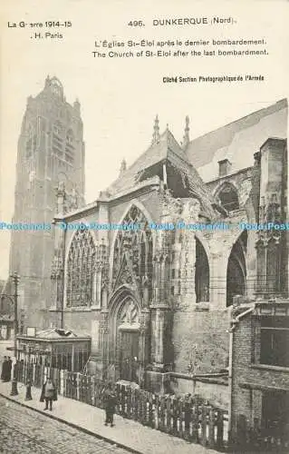 R612083 Dunkerque Nord Die Kirche St. Eloi nach dem letzten Bombardement La Guerr