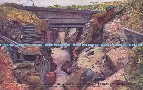 R612198 Tommy Look out in a Captured German Trench at Ovillers Crown Daly Mail O