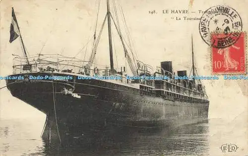 R612206 Le Havre Transatlantrique La Touraine E Le Deley 1907