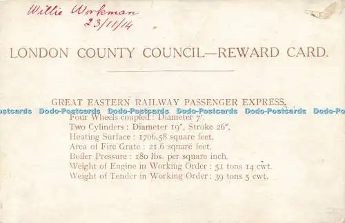 R612285 Great Eastern Railway Passenger Express Four Wheels Coupled No 1861 Lond