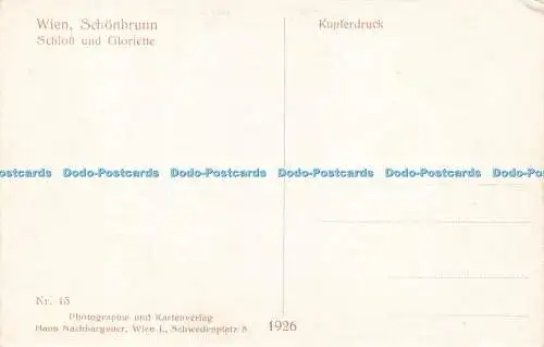 R612395 Wien Schönbrunn Schloss und Gloriette Hans Nachbargauer Nr 15 1926