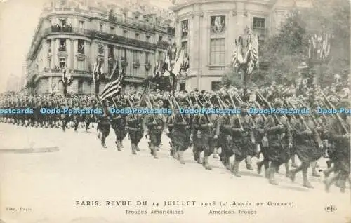 R612516 Paris Revue du 14 Juillet 1918 Troupes Americaines American Troops E L D