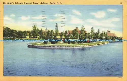 R612538 St Johns Island Sunset Lake Asbury Park N J 13 Star Stationery 1950 Tich