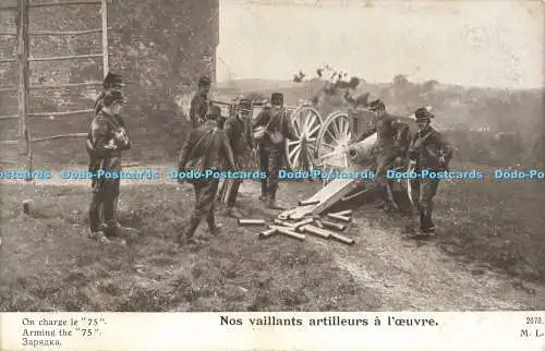 R612596 Nos vaillants artilleurs a loeuvre 2070 M L Arming the 75 Guerre Europee