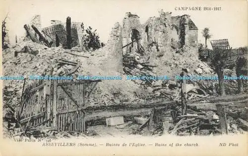 R612741 Schraubstock Paris Nr 746 Assevillers Somme Ruines de lEglise Ruinen der Kirche Ca