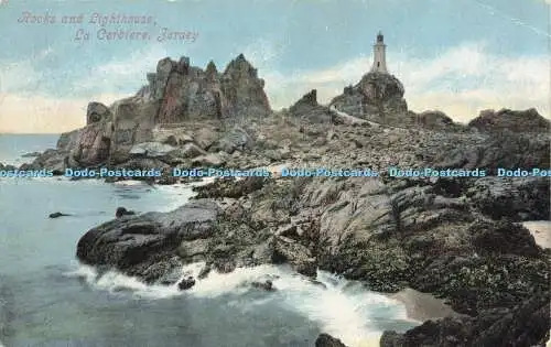 R612833 Rocks and Lighthouse La Corbiere Jersey Valentines Series 1906