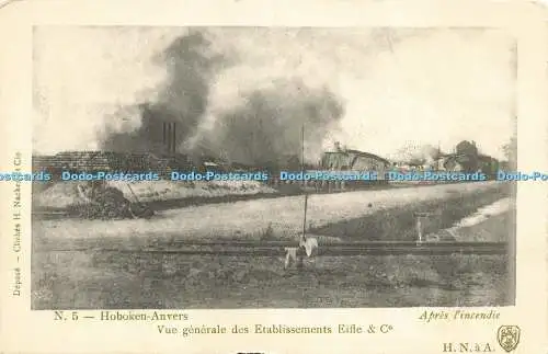 R612959 N 5 Hoboken Anvers Vue generale des Etablissements Eiffe Apres lincendie