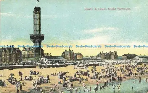 R613084 Beach and Tower Great Yarmouth 1906