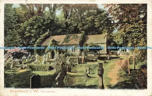 R613155 Bonchurch I W Kirche Autochrom Bild Ganzsachen Pfau Marke 1913