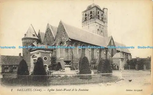 R613392 2 Bailleul Nord Eglise Saint Waast et la Fontaine Grignet Levy Fils