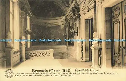 R613396 Brüsseler Rathaus Große Treppe La Belgique Historique Phototypie Des