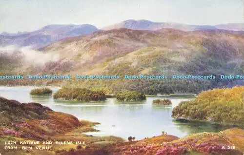 R613412 Loch Katrine und Ellens Isle von Ben Venue A 519 Valentines Art Farbe