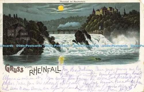 R613472 Gruss vom Rheinfall Rheinfall bei Mondschein Gebr Metz 1901 4938