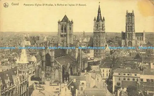 R614508 Nels Gand Panorama Eglise St Nicolas le Beffroi et leglise St Bavon Ern