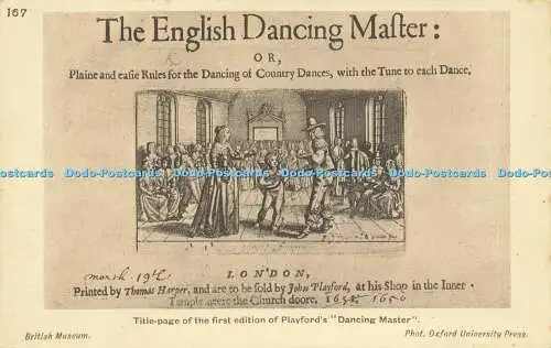 R613670 167 Titelblatt der Erstausgabe von Playfords Dancing Master British Muse